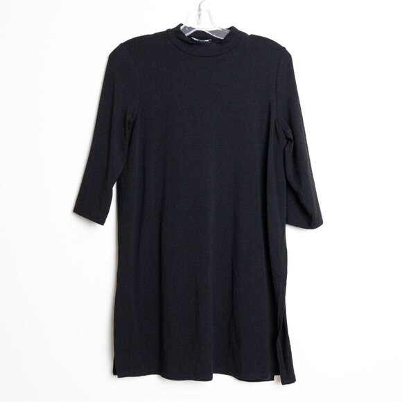 Eileen Fisher Mock Neck Long Sleeve Tunic Black Top Small Petite Lyocell - Picture 2 of 11